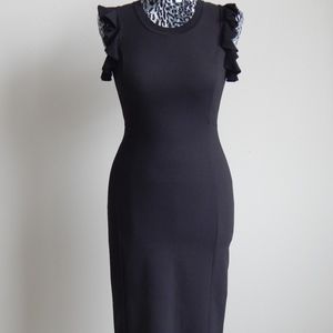 Michael Kors Black ruffle cap sleeve dress